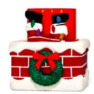 SANTA IN CHIMNEY CERAMIC 3-WICK CANDLE HOLDER BY BATH & BODY WORKS CHRISTMAS NEW